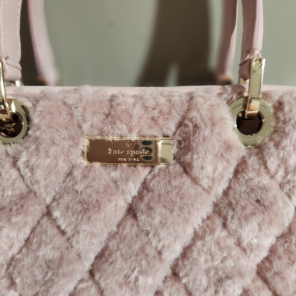 Kate Spade Carey Faux Fur Small Sulliven Satchel Blush Pink Like New Condition - Picture 2 of 7
